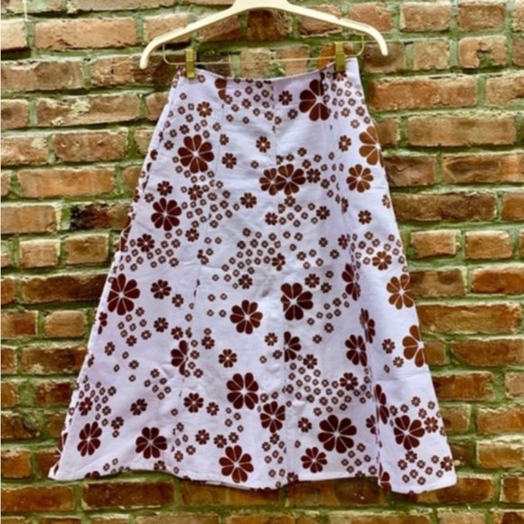 kate spade purple lilac brown floral spade midi skirt size 4 nwt - Picture 2 of 8